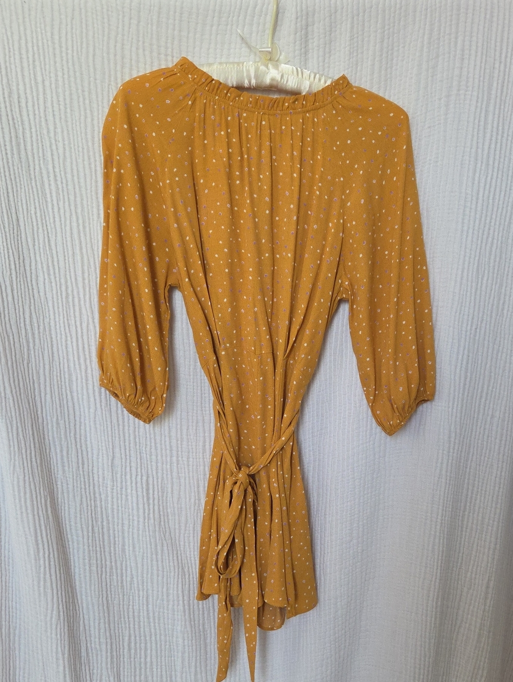 Mustard Flare Dot Tie-Front Romper